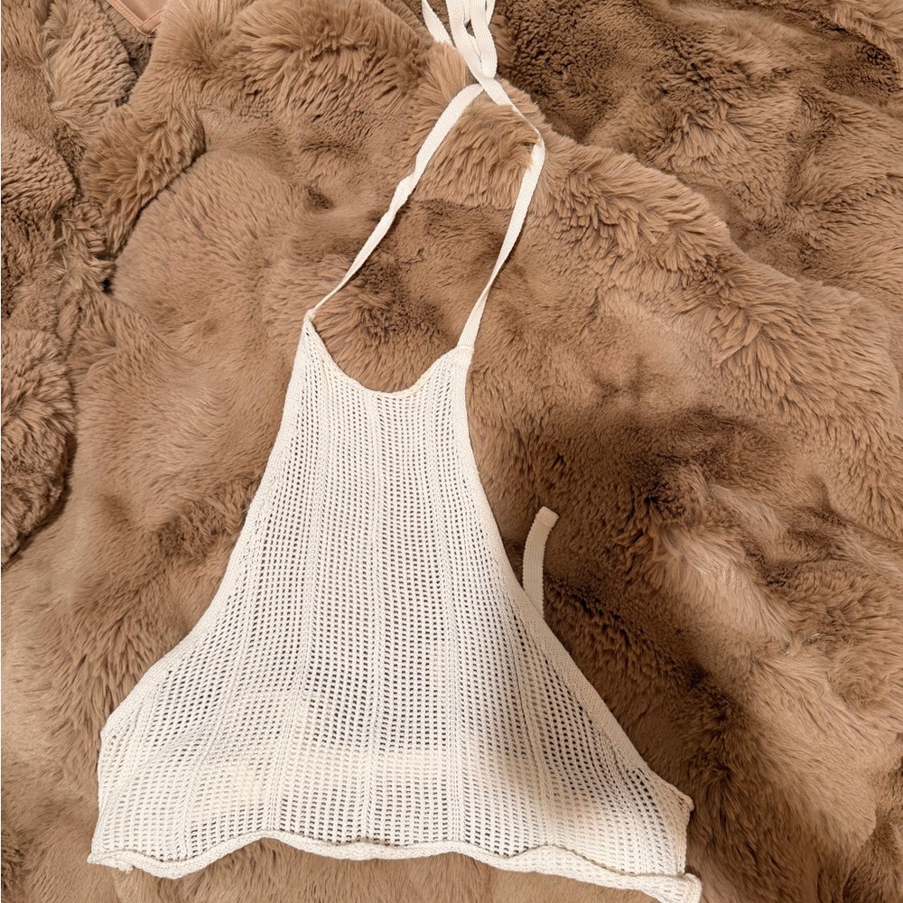 Jen's Pirate Booty White Crochet Halter Top